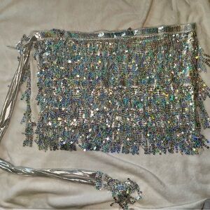Silver Sequin Wrap around skirt